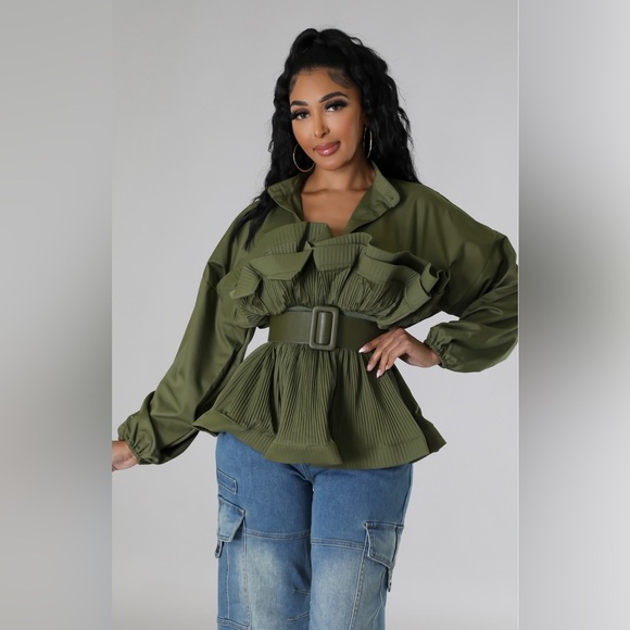 Double Ruffle Peplum Top - Picture 1 of 2